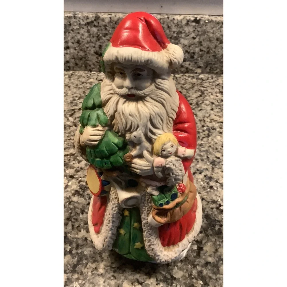 VINTAGE LARGE OLD FASHION-STYLE, BISQUE ST. NICHOLAS MUSIC BOX